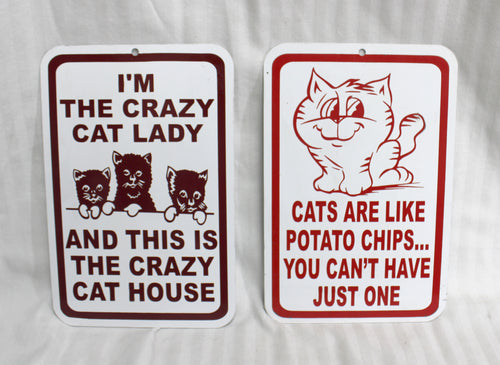 Set of 2 Metal Cat Humor Signs 9