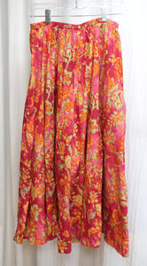 Napa Valley - Pink, Orange & Yellow Floral Full Midi Skirt - Size 8