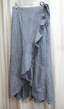 Load image into Gallery viewer, Express - Linen Blend, Elastic Back Waist, Cascading Ruffle Faux Wrap Maxi Skirt - Size M