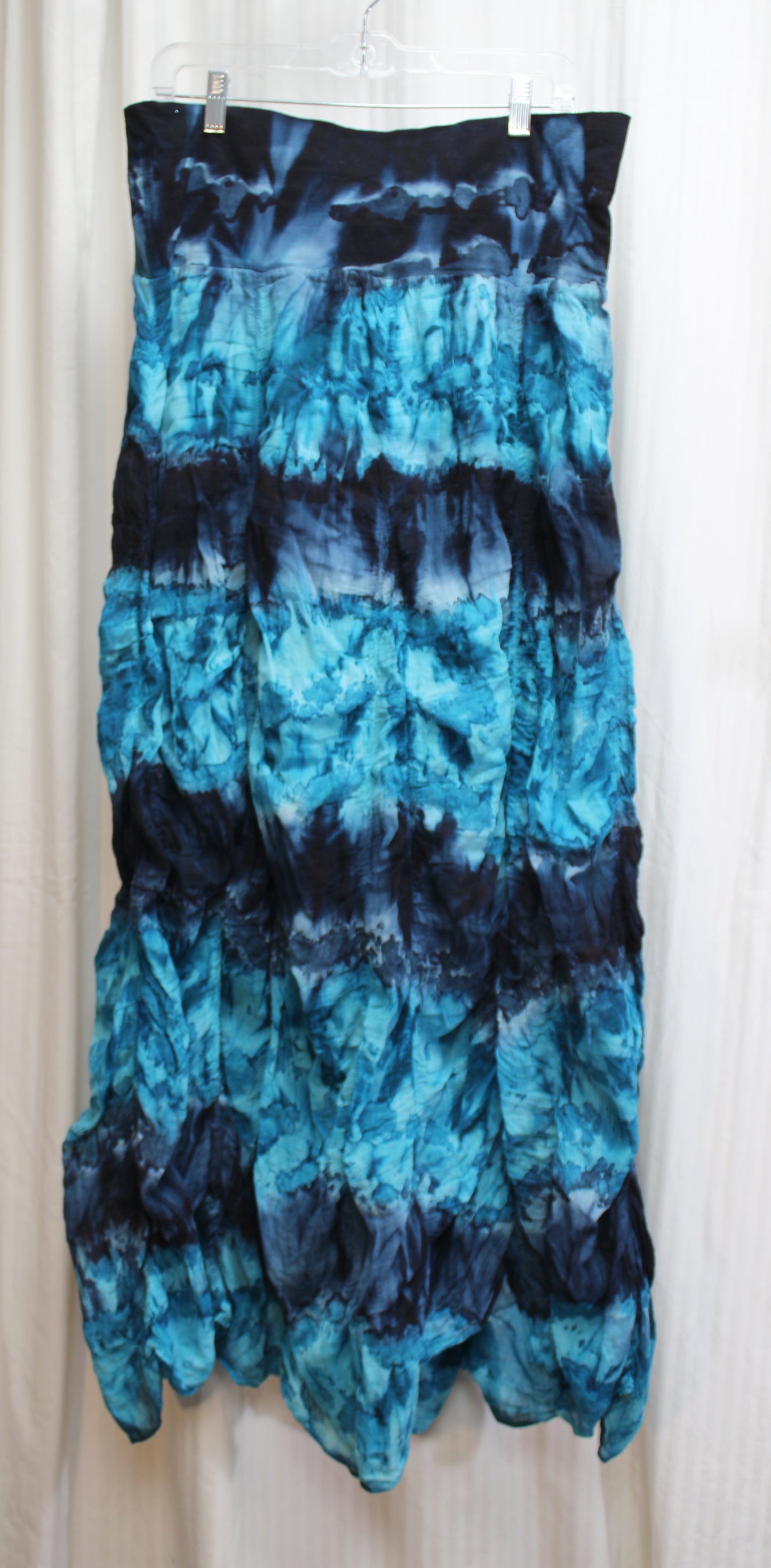 Solitaire - Blue Tie Dye Semi Sheer Flowy Skirt - Size M