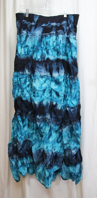 Solitaire - Blue Tie Dye Semi Sheer Flowy Skirt - Size M
