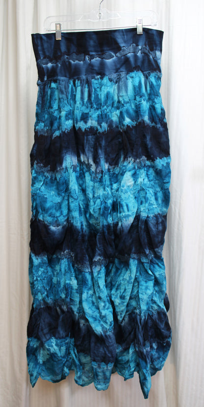 Solitaire - Blue Tie Dye Semi Sheer Flowy Skirt - Size M
