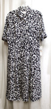 Load image into Gallery viewer, Calvin Klein - Navy &amp; White Floral Fit &amp; Flare Dress w/ Pockets and Short Tie Detail Sleeves - Size 12  (w/ TAGS)
