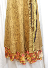 Load image into Gallery viewer, Exotic Print Reversible Silky Sari Fabric Wrap Skirt - 24-31&quot; Waist