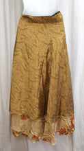 Load image into Gallery viewer, Exotic Print Reversible Silky Sari Fabric Wrap Skirt - 24-31&quot; Waist