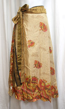 Load image into Gallery viewer, Exotic Print Reversible Silky Sari Fabric Wrap Skirt - 24-31&quot; Waist