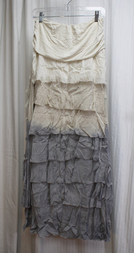 Tempo Paris - Gradient to Gray, Raw Hem Layered Ruffle Maxi Skirt - Size S