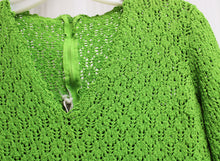 Load image into Gallery viewer, Vintage 60&#39;s - Picardo Knits - Spring Green 3/4th Sleeve V-Neck Sweater - Size S