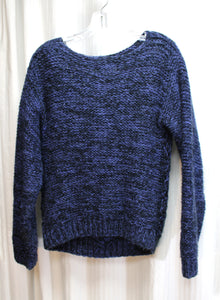 Vintage - Collage by Hand - Blue & Black Chunky Pullover Sweater - Size S