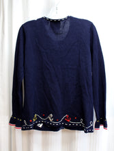 Load image into Gallery viewer, Storybook Knits - Navy Zip Up Nautical Anchor Embellished Cardigan Sweater - Size XS