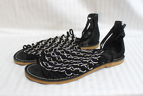 Musse & Cloud - Black Chainmail Inspirited Caged Sandals - Size Euro 40/ US 9