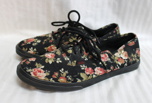 Van's - Black Rose Floral Low Top Lace Up Sneakers - Size 10 (Men's 8.5)