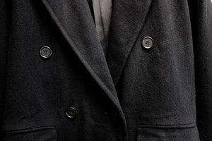 Vintage (Union Label) - Calvin Klein - Black Wool Coat - Size 6 (SEE MEASUREMENTS 20" Shoulders)