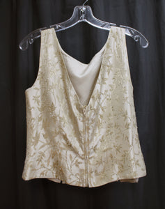 JS Collections - Champagne Beaded Jacquard Cropped Sleeveless Top & Matching Jacket - Size 12