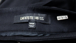 Lafayette 148 New York - Black "Barrow" Wool Blend Stretch Trousers - Size 14W