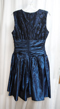Load image into Gallery viewer, Vintage - Expo Nite - Black &amp; Blue Colorshift Fit &amp; Flare w/ Lace Bodice Overlay Cocktail Party Dress - Size 10