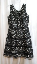 Load image into Gallery viewer, Coldwater Creek - Black &amp; White Polka Dot w/ Sheer Vertical Stripes (over lining) Fit &amp; Flare Party Dress - Size 10M