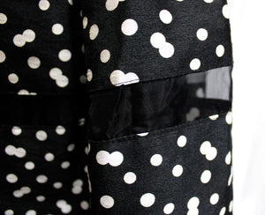 Coldwater Creek - Black & White Polka Dot w/ Sheer Vertical Stripes (over lining) Fit & Flare Party Dress - Size 10M