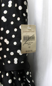 Coldwater Creek - Black & White Polka Dot w/ Sheer Vertical Stripes (over lining) Fit & Flare Party Dress - Size 10M