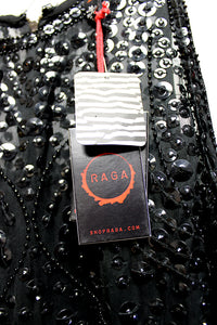Raga - Black Sleeveless Beaded & Sequined Swing Mini Dress - Size M (w/ Tags)