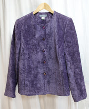 Load image into Gallery viewer, Vintage - Koret Petite- Purple Chenille Velvet Knit Button Front Jacket - Size: 8 Petite