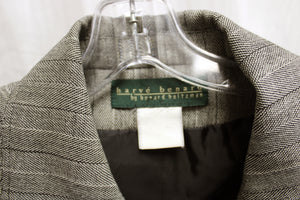 Vintage - Harve Benard by Benard Holtzman - Black & White Weave Herringbone Blazer - Size M (See Measurements)