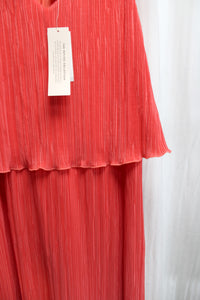 Banana Republic - Bright Coral Micro-pleated Layered Sleeveless Dress - Size: XS PETITE w/ Tags