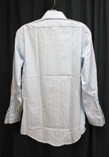 Load image into Gallery viewer, Men&#39;s Vintage - Light Blue w/ White Pinstripe Button Up Shirt - Size 15-30 SHORT
