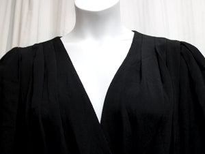 Vintage - Barbara Barbara - Black 1/2 Sleeve Pleated & Draped Front Dress - Size 16
