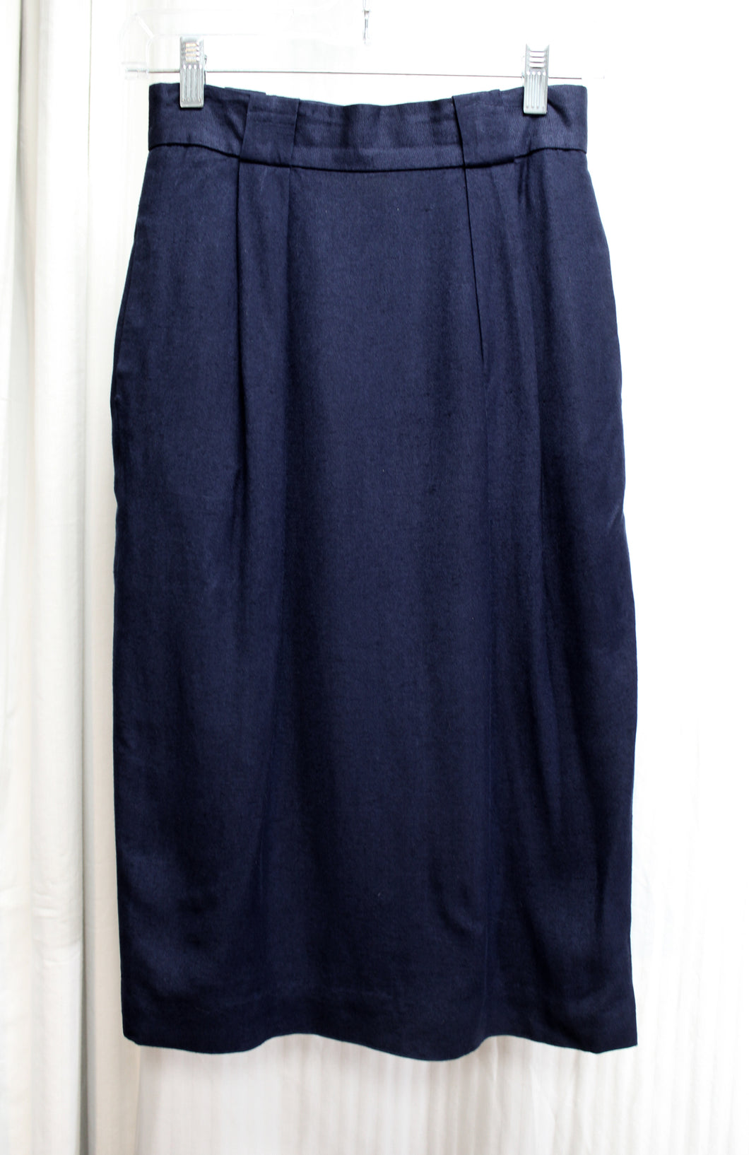 Vintage 80's - Evan-Picone - Navy Wool Pencil Skirt w/ Pockets - Size 4 (24