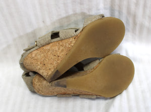 KariAng (Japan) Cork Wedge, Woven Wrap Sandal - Size 23 (US 6/6.5)