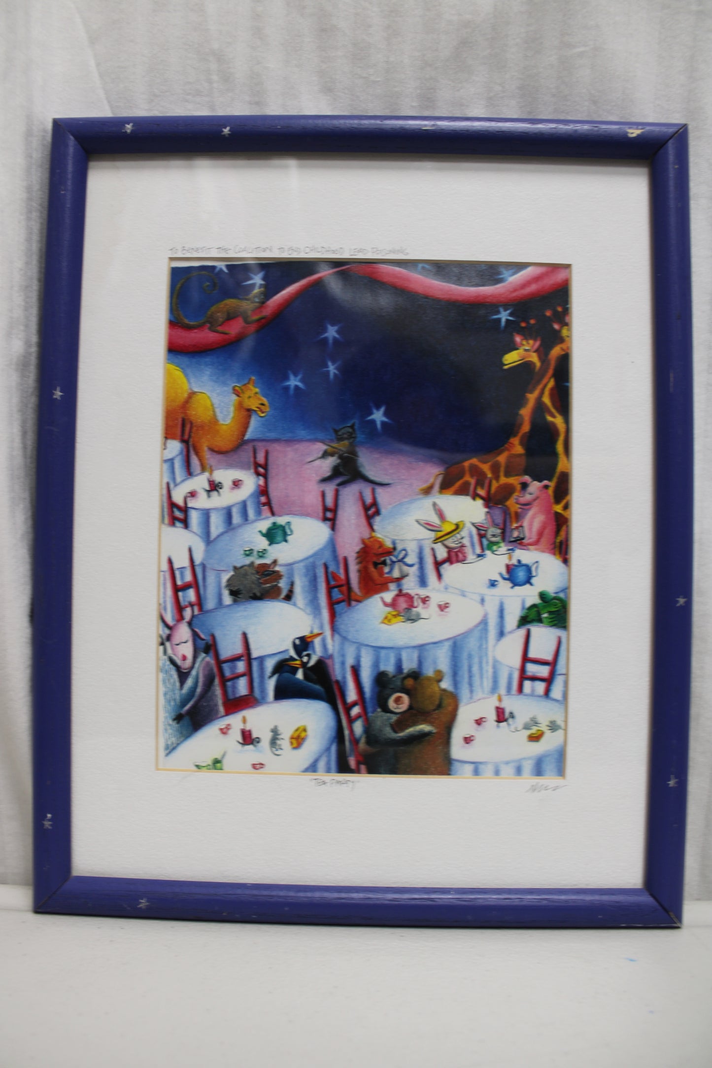 "Tea Party" Framed Color Pencil Drawing