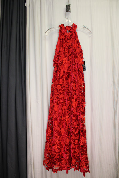 Boston Proper -  Red Floral Lace Dress- Size "8"
