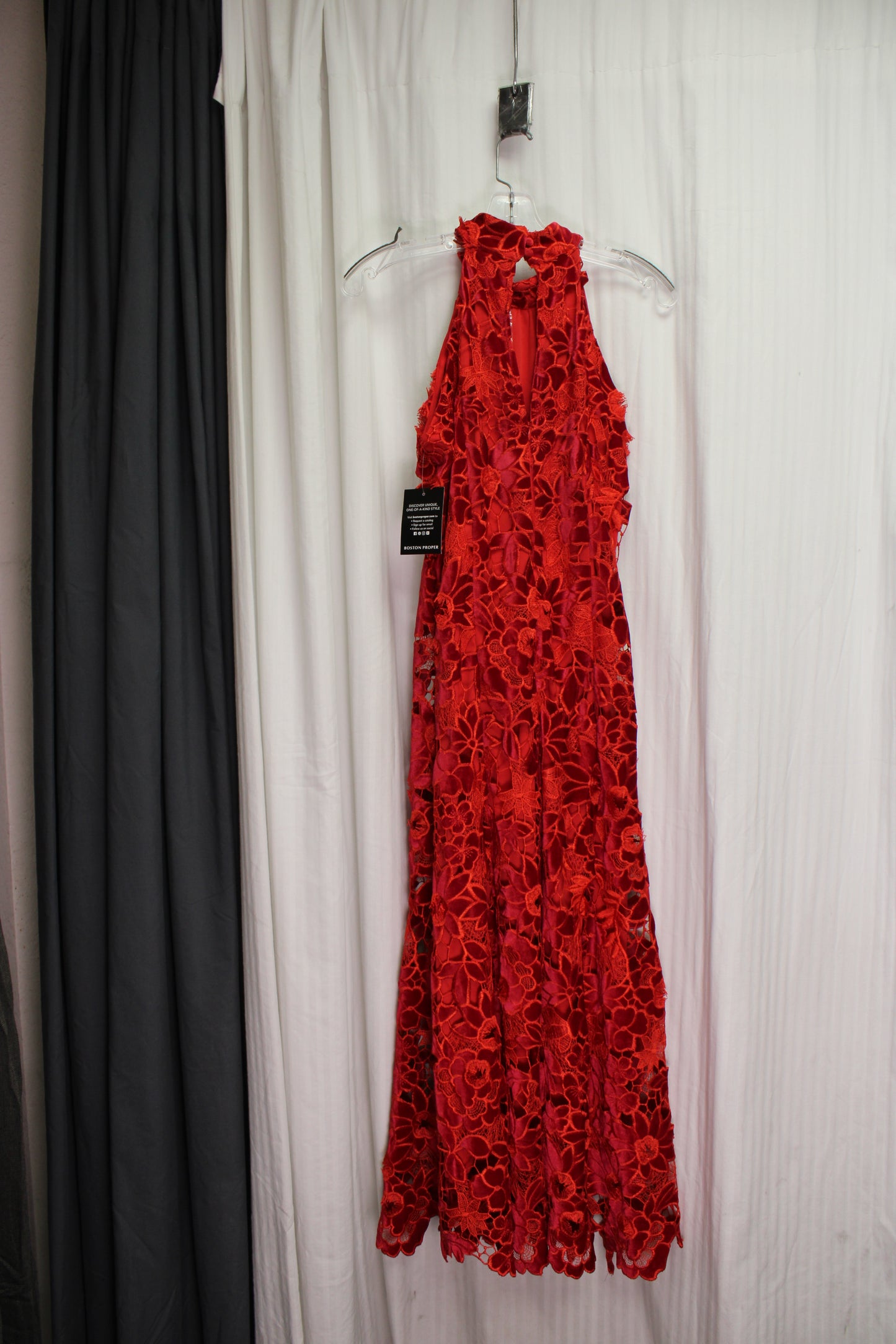 Boston Proper -  Red Floral Lace Dress- Size "8"