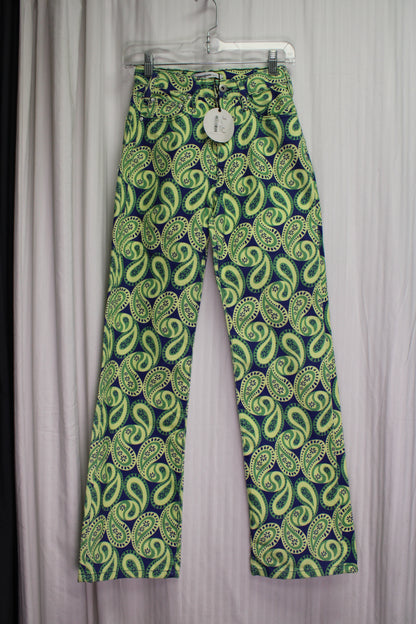 Gimaguas Aletta -  Yellow and Green Paisley Jeans -  Size "34"