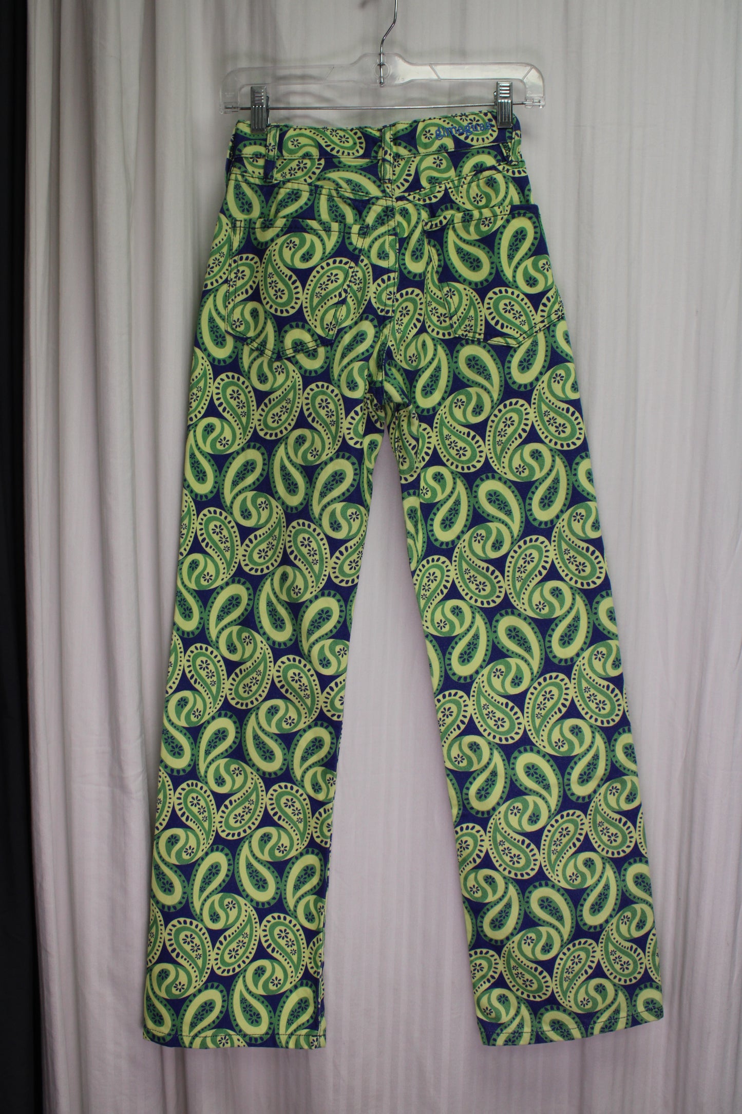 Gimaguas Aletta -  Yellow and Green Paisley Jeans -  Size "34"