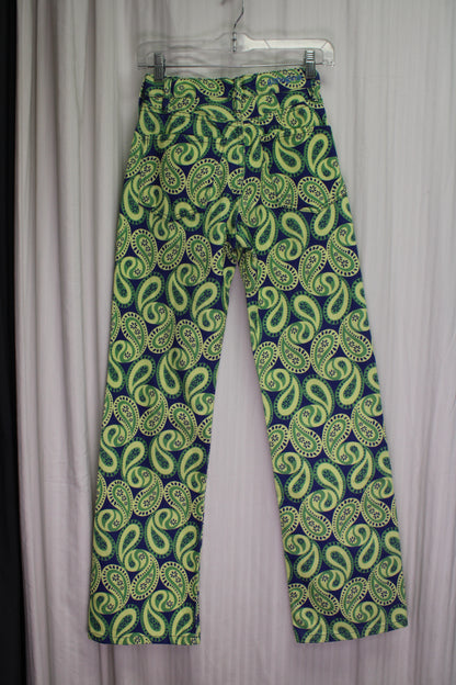 Gimaguas Aletta -  Yellow and Green Paisley Jeans -  Size "34"