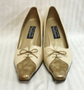 Stewart Weitzman for Russell & Bromley - Natural/Beige Square Pointed Toe Pumps - Size 8.5