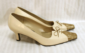 Stewart Weitzman for Russell & Bromley - Natural/Beige Square Pointed Toe Pumps - Size 8.5