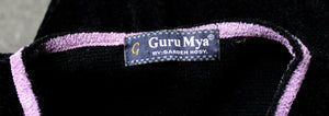 Vintage - Guru Mya by Garden Hosy - Black & Purple Chenille w/ Contrast Lace up Sleeves, Beaded & Embroidered Long Sleeve Top - Size (See Measurements 15.5" Shoulders)