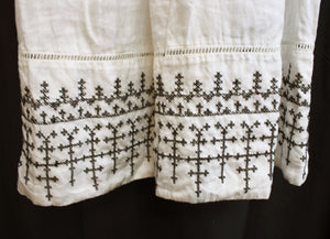 Part Two (Denmark) - White Linen Embroidered 3/4th Sleeve Scoop Neck Loose Fit Dress - Size 38 Euro / 12 UK  (US 8/M)