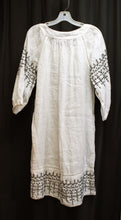 Load image into Gallery viewer, Part Two (Denmark) - White Linen Embroidered 3/4th Sleeve Scoop Neck Loose Fit Dress - Size 38 Euro / 12 UK  (US 8/M)