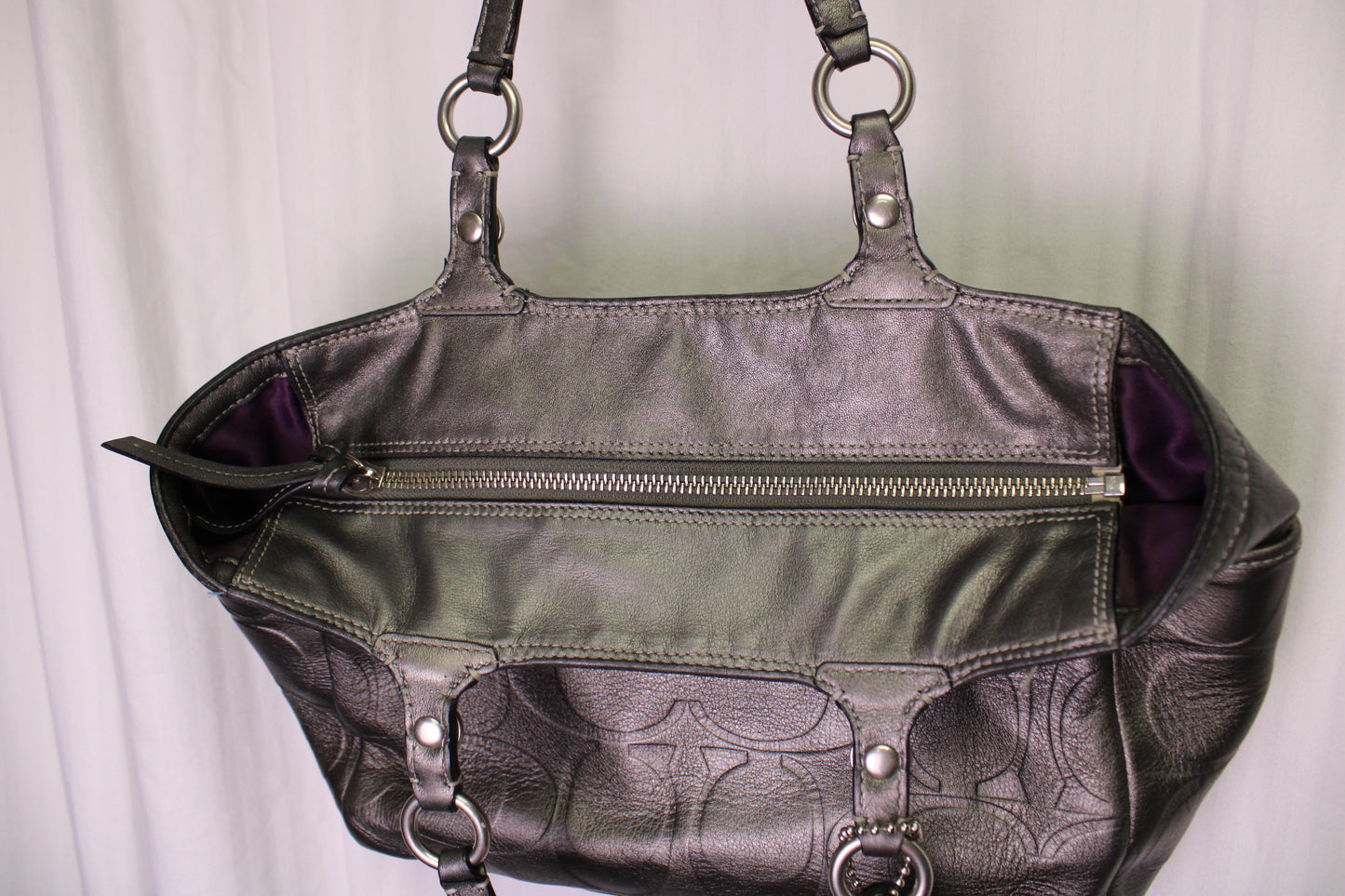 Coach - Metallic Gray Signature C Purse