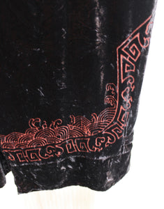 Citron Santa Monica Collection - Rayon/Silk Dark Plum w/ Burnout Design at Hem Velvet Wide Leg Pants - Size TXL