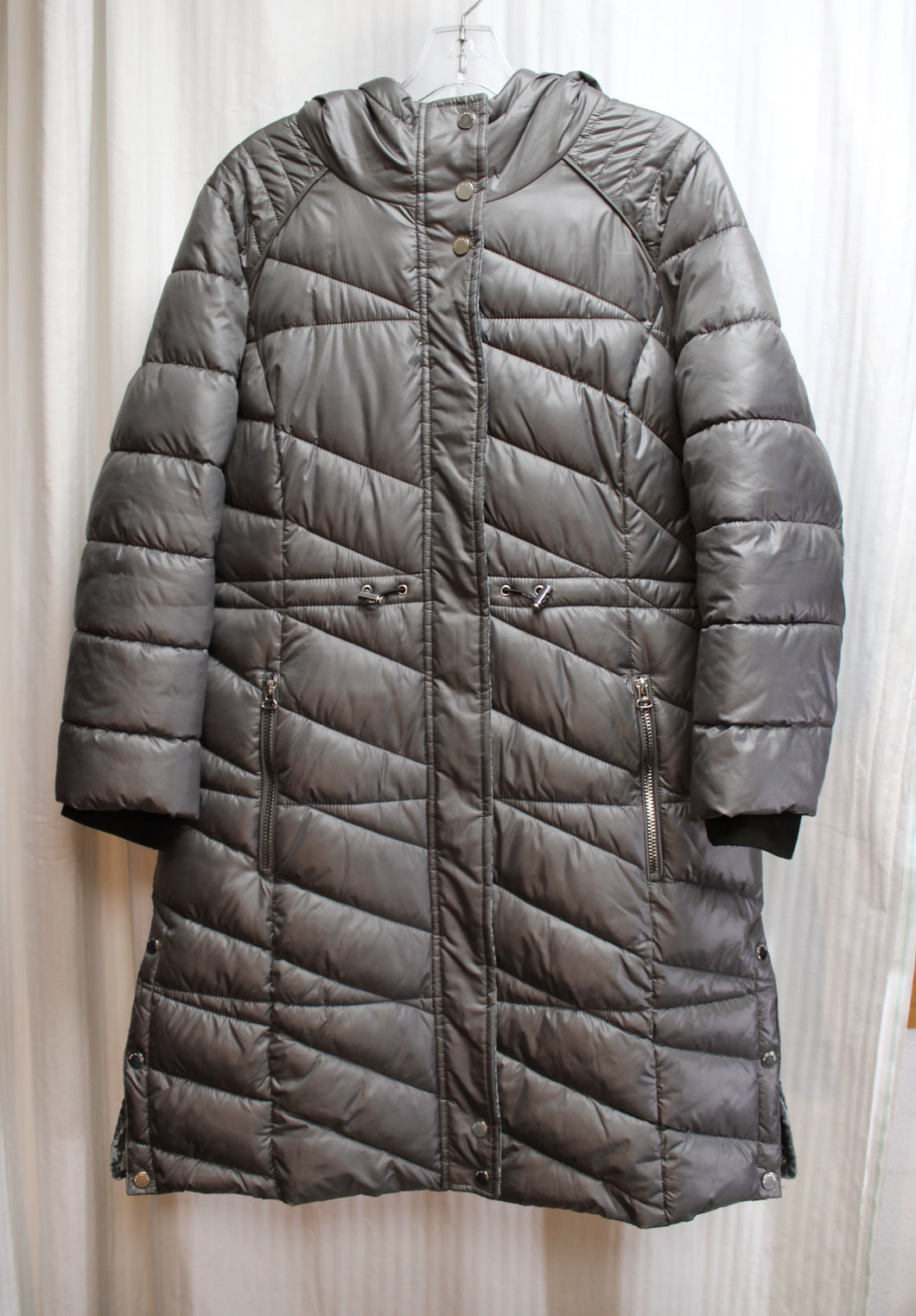 Marc New York, Andrew Marc - Gen Metal Gray, Velvet Lined Hood & Detailing Puffer Coat - Size M