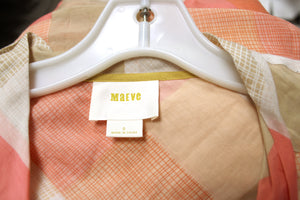 Maeve - Cotton/Silk Blend, Oranges, Tan & Cream. 1/2 Sleeve Neck Bow Blouse - Size 0