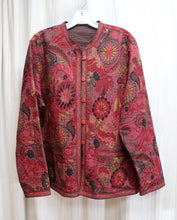 Load image into Gallery viewer, Vintage - Reversible Red &amp; Purple Tones Kantha Jacket - Size XL (see Measurements)