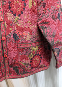 Vintage - Reversible Red & Purple Tones Kantha Jacket - Size XL (see Measurements)