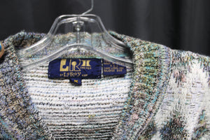 Vintage - LR by Le Roy for Men - Multicolor & Gray & White Harlequin V Neck Pullover Sweater - Size M