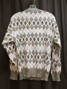 Vintage - LR by Le Roy for Men - Multicolor & Gray & White Harlequin V Neck Pullover Sweater - Size M